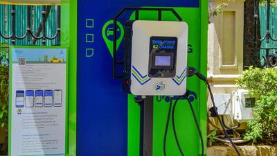 An EV charging station in Delhi. (PTI) An EV charging station in Delhi. (PTI)
