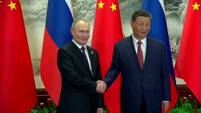Russian President Vladimir Putin and Chinese President Xi Jinping meet in Beijing, China. (Reuters)
