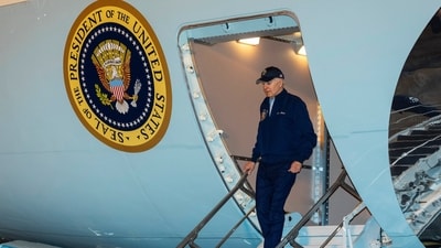 President Joe Biden arrives on Air Force One at Dover Air Force Base, Del., Saturday, May 11, 2024. Biden is returning from Seattle. (AP Photo/Alex Brandon) (AP)