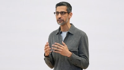 Alphabet CEO Sundar Pichai speaks at a Google I/O event in Mountain View, California. (AP) Alphabet CEO Sundar Pichai speaks at a Google I/O event in Mountain View, California. (AP)