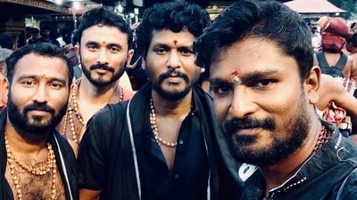 Lokesh Kanagaraj with his friends in Sabarimala. Lokesh Kanagaraj with his friends in Sabarimala.