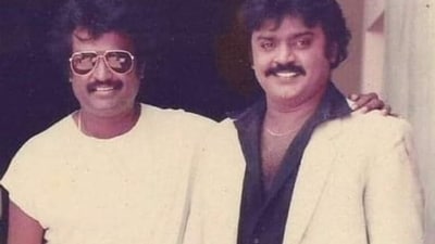 A throwback picture of Rajinikanth and Vijayakanth.