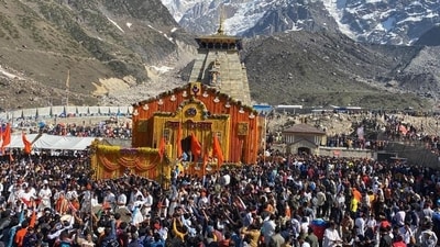 The Char Dham Yatra started on Friday with the opening of the portals of Yamunotri, Gangotri and Kedarnath Dham amid Vedic chants on the occasion of Akshay Tritiya in Garhwal Himalayas. (HT Photo)
