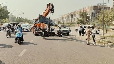 The incident took place around 6am in front of Sumitra Hospital in Sector 30. (HT photo (Sourced)) The incident took place around 6am in front of Sumitra Hospital in Sector 30. (HT photo (Sourced))