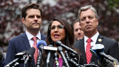 U.S. Representative Lauren Boebert (R-CO) speaks during a press conference after attending the trial of former U.S. President Donald Trump for allegedly covering up hush money payments linked to extramarital affair with Stormy Daniels, at Manhattan Criminal Court in New York City, U.S., May 16, 2024. REUTERS/Andrew Kelly (REUTERS)