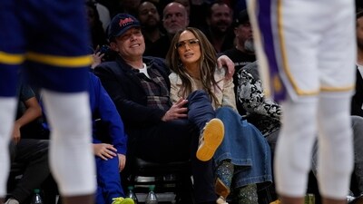 Ben Affleck and Jennifer Lopez watch the first half of an NBA basketball game between the Golden State Warriors and the Los Angeles Lakers in Los Angeles, Saturday, March 16, 2024. (AP Photo/Ashley Landis) (AP) Ben Affleck and Jennifer Lopez watch the first half of an NBA basketball game between the Golden State Warriors and the Los Angeles Lakers in Los Angeles, Saturday, March 16, 2024. (AP Photo/Ashley Landis) (AP)