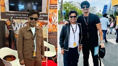 Rajpal Yadav made his Cannes debut with Palaash Muchhal. Rajpal Yadav made his Cannes debut with Palaash Muchhal.