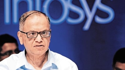Infosys co-founder and executive chairman N.R Narayana Murthy addressing at the 32nd Annual General Meeting in Bangalore. Infosys co-founder and executive chairman N.R Narayana Murthy addressing at the 32nd Annual General Meeting in Bangalore.