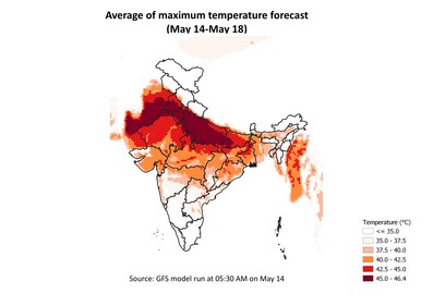Average maximum temperature forecast (May 14-May 18) Average maximum temperature forecast (May 14-May 18)