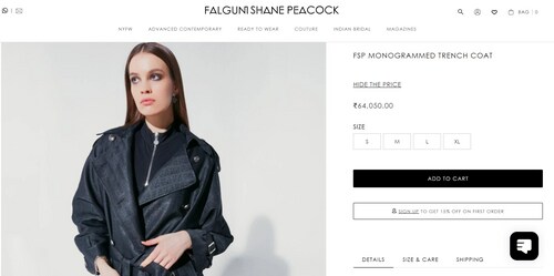 Aishwarya's stylish trench coat is from from popular designer Falguni Shane Peacock. (falgunishanepeacock.com) Aishwarya's stylish trench coat is from from popular designer Falguni Shane Peacock. (falgunishanepeacock.com)