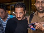 Crime Branch Team arrived along with the accused Bhavesh Bhinde at Mumbai International Airport, Bhinde, the owner of the advertising firm, The 120x120-foot advertising hoarding set up by Bhinde's company in Pant Nagar collapsed on May 13 in Mumbai, India,