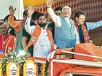 Ajit Pawar was notable with his absence at the Modi roadshow in Mumbai on Wednesday (Raju Shinde/HT Photo) Ajit Pawar was notable with his absence at the Modi roadshow in Mumbai on Wednesday (Raju Shinde/HT Photo)