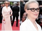 Adorned in a lustrous satin Dior wrap dress, Meryl Streep complemented her look with a pair of exquisite earrings designed by Indian artisan Hanut Singh.