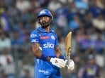 Mumbai Indians batter Hardik Pandya reacts after his dismissal during the IPL 2024 cricket match between Lucknow Super Giants and Mumbai Indians, at Wankhede Stadium in Mumbai, Friday, May 17, 2024. Mumbai Indians batter Hardik Pandya reacts after his dismissal during the IPL 2024 cricket match between Lucknow Super Giants and Mumbai Indians, at Wankhede Stadium in Mumbai, Friday, May 17, 2024.