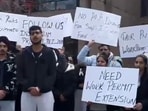 Hundreds of Indian students in Canada protest against government for changing policy overnight and deny them work permits. Hundreds of Indian students in Canada protest against government for changing policy overnight and deny them work permits.