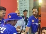 MS Dhoni in RCB dressing room MS Dhoni in RCB dressing room