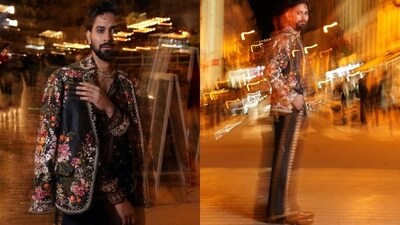 Beauty YouTuber Ankush Bahuguna dazzled in a floral suit with diamante detailing. Beauty YouTuber Ankush Bahuguna dazzled in a floral suit with diamante detailing.