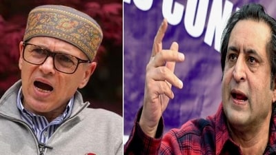 National Conference’s (NC) Omar Abdullah (left) and People’s Conference (PC) chairperson Sajjad Lone National Conference’s (NC) Omar Abdullah (left) and People’s Conference (PC) chairperson Sajjad Lone