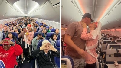 The image shows a wedding rehearsal onboard Southwest Airlines. (Instagram/@southwestair) The image shows a wedding rehearsal onboard Southwest Airlines. (Instagram/@southwestair)