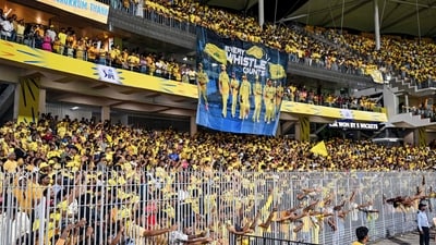 Fans of Chennai Super Kings team celebrate their win against Rajasthan Royals at the end of their Indian Premier League (IPL) Twenty20 cricket match in the MA Chidambaram Stadium of Chennai on May 12, 2024 (AFP) Fans of Chennai Super Kings team celebrate their win against Rajasthan Royals at the end of their Indian Premier League (IPL) Twenty20 cricket match in the MA Chidambaram Stadium of Chennai on May 12, 2024 (AFP)