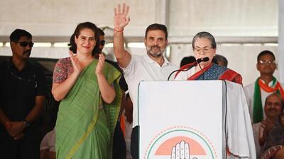 Congress leaders Sonia Gandhi, Rahul Gandhi and Priyanka Gandhi in Rae Bareli on Friday. (Deepak Gupta/Hindustan Times) Congress leaders Sonia Gandhi, Rahul Gandhi and Priyanka Gandhi in Rae Bareli on Friday. (Deepak Gupta/Hindustan Times)