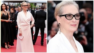 Adorned in a lustrous satin Dior wrap dress, Meryl Streep complemented her look with a pair of exquisite earrings designed by Indian artisan Hanut Singh. Adorned in a lustrous satin Dior wrap dress, Meryl Streep complemented her look with a pair of exquisite earrings designed by Indian artisan Hanut Singh.