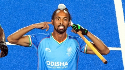 Hardik Singh (8) of India reacts during Men's World Cup in 2023 (PTI)