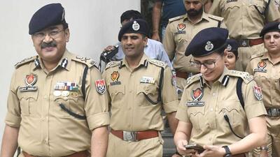 Special DGP (law and order) Arpit Shukla with others after a meeting regarding elections in Ludhiana on Friday. (Gurpreet Singh/HT) Special DGP (law and order) Arpit Shukla with others after a meeting regarding elections in Ludhiana on Friday. (Gurpreet Singh/HT)