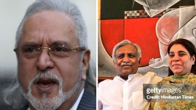 Vijay Mallya (L) condoled the death of Naresh Goyal's wife Anita Goyal. Vijay Mallya (L) condoled the death of Naresh Goyal's wife Anita Goyal.