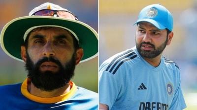 Misbah-ul-Haq (L) has a message for Rohit Sharma (Getty Images) Misbah-ul-Haq (L) has a message for Rohit Sharma (Getty Images)