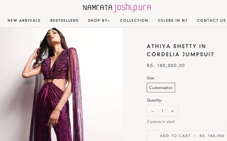 Sobhita Dhulipala's Cannes look features a stunning jumpsuit by Namrata Joshipura. (namratajoshipura.com) Sobhita Dhulipala's Cannes look features a stunning jumpsuit by Namrata Joshipura. (namratajoshipura.com)