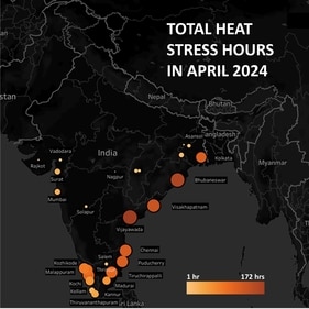 Total Heat Stress Hours in April 2024 (Respirer Living Sciences Pvt Ltd. ) Total Heat Stress Hours in April 2024 (Respirer Living Sciences Pvt Ltd. )