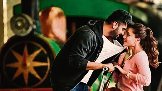 A still from Bollywood film Ki & Ka (2016), which shows actors Kareena Kapoor Khan and Arjun Kapoor on a date at the National Rail Museum in Chanakyapuri.