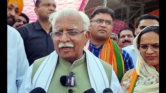 Notwithstanding the claims of former chief minister Manohar Lal Khattar, who is contesting the Lok Sabha election from Karnal, that the party will retain its 2019 score of 10/10, the party is pulling out all stops to ensure it manages at least its 2014 tally of seven seats. (ANI File)