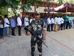 Tirupati, May 13 (ANI): Security personnel stand guard as voters wait in queues to cast their votes for the Andhra Pradesh Assembly polls and Lok Sabha elections 2024, at a polling booth, at Sullurupeta in Tirupati on Monday. (ANI Photo) Tirupati, May 13 (ANI): Security personnel stand guard as voters wait in queues to cast their votes for the Andhra Pradesh Assembly polls and Lok Sabha elections 2024, at a polling booth, at Sullurupeta in Tirupati on Monday. (ANI Photo)
