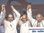 Mumbai, India - May 17, 2024: MVA Rally in Mumbai on Friday at BKC where all prominent leaders from various parties were present in Mumbai, India, on Friday, May 17, 2024. (Photo by Satish Bate/ Hindustan Times) (Hindustan Times) Mumbai, India - May 17, 2024: MVA Rally in Mumbai on Friday at BKC where all prominent leaders from various parties were present in Mumbai, India, on Friday, May 17, 2024. (Photo by Satish Bate/ Hindustan Times) (Hindustan Times)