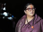Union Minister and BJP candidate Smriti Irani at her residence after her election campaign in Amethi on May 2.