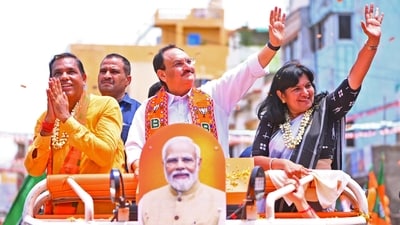 Bharatiya Janata Party (BJP) national president JP Nadda with party candidate from Bhubaneswar, Aparajita Sarangi. (ANI file photo) Bharatiya Janata Party (BJP) national president JP Nadda with party candidate from Bhubaneswar, Aparajita Sarangi. (ANI file photo)