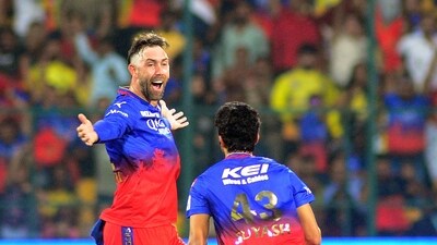 RCB's defence got off to a dream start with CSK captain Ruturaj Gaikwad falling off the very first ball of the innings to Maxwell. (ANI) RCB's defence got off to a dream start with CSK captain Ruturaj Gaikwad falling off the very first ball of the innings to Maxwell. (ANI)