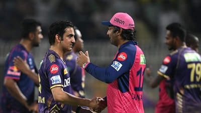 Kolkata Knight Riders' mentor Gautam Gambhir (L) shakes hands with his Rajasthan Royals' counterpart Kumar Sangakkara at the end of the Indian Premier League (IPL) Twenty20 cricket match between Kolkata Knight Riders and Rajasthan Royals (AFP) Kolkata Knight Riders' mentor Gautam Gambhir (L) shakes hands with his Rajasthan Royals' counterpart Kumar Sangakkara at the end of the Indian Premier League (IPL) Twenty20 cricket match between Kolkata Knight Riders and Rajasthan Royals (AFP)