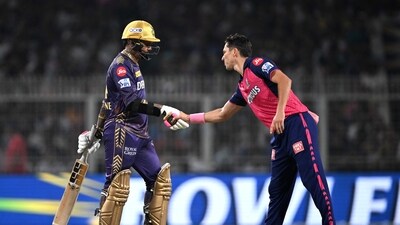 Rajasthan Royals' Trent Boult (R) gestures to Kolkata Knight Riders' Sunil Narine after he was clean bowled during the Indian Premier League (IPL) Twenty20 cricket match between Kolkata Knight Riders and Rajasthan Royals (AFP) Rajasthan Royals' Trent Boult (R) gestures to Kolkata Knight Riders' Sunil Narine after he was clean bowled during the Indian Premier League (IPL) Twenty20 cricket match between Kolkata Knight Riders and Rajasthan Royals (AFP)