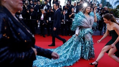 Aishwarya Rai Bachchan's second appearance has gone viral on social media, with fans loving her look. (REUTERS)