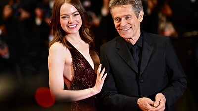 Emma Stone (L) and Willem Dafoe reunited at the screening. He played a father figure to her in Poor Things, who saves her life by giving her the brain of her unborn child. Yes, it is quite weird. Check out the movie if you haven't already. (AFP) Emma Stone (L) and Willem Dafoe reunited at the screening. He played a father figure to her in Poor Things, who saves her life by giving her the brain of her unborn child. Yes, it is quite weird. Check out the movie if you haven't already. (AFP)