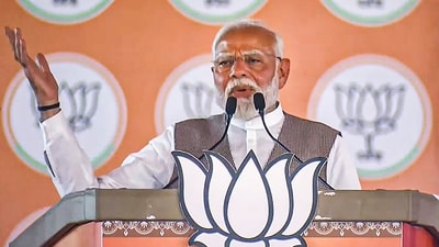 Prime Minister Narendra Modi addresses during a public meeting for Lok Sabha polls, in Ambala, Saturday, May 18, 2024. (PTI) Prime Minister Narendra Modi addresses during a public meeting for Lok Sabha polls, in Ambala, Saturday, May 18, 2024. (PTI)