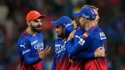 Royal Challengers Bengaluru's captain Faf du Plessis, Virat Kohli and others celebrate after winning the Indian Premier League (IPL) 2024 T20 cricket match between Royal Challengers Bengaluru and Delhi Capitals (PTI) Royal Challengers Bengaluru's captain Faf du Plessis, Virat Kohli and others celebrate after winning the Indian Premier League (IPL) 2024 T20 cricket match between Royal Challengers Bengaluru and Delhi Capitals (PTI)