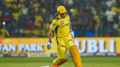 The pair smashed 18 runs in the 19th over and it thus came down to CSK needing 17 to qualify for the playoffs in the last over. MS Dhoni, playing possibly the last match of his illustrious professional career, was on strike and hit a six off the first ball of the over. However, he fell on 25 off 13 balls the very next ball. (PTI) The pair smashed 18 runs in the 19th over and it thus came down to CSK needing 17 to qualify for the playoffs in the last over. MS Dhoni, playing possibly the last match of his illustrious professional career, was on strike and hit a six off the first ball of the over. However, he fell on 25 off 13 balls the very next ball. (PTI)