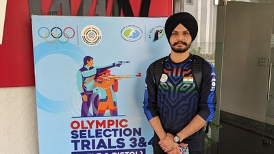 Pistol shooter Sarabjot Singh in Bhopal on Saturday. Pistol shooter Sarabjot Singh in Bhopal on Saturday.