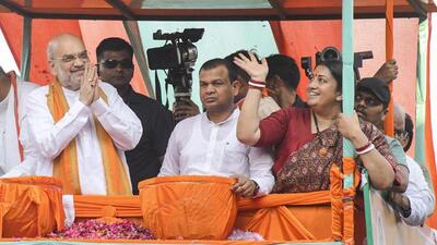 Union home minister Amit Shah campaigning in Amethi on Saturday. (PTI PHOTO) Union home minister Amit Shah campaigning in Amethi on Saturday. (PTI PHOTO)