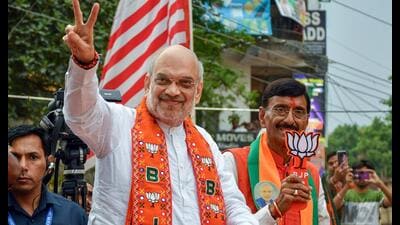 Union home minister and senior Bharatiya Janata Party (BJP) leader Amit Shah will hold a rally in south Delhi to campaign for BJP South Delhi Lok Sabha constituency candidate Ramvir Singh Bidhuri on Monday. (ANI PHOTO)
