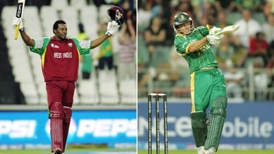 Chris Gayle (L) and Herschelle Gibbs lit up the Bullring on September 11, 2007 (Getty Images) Chris Gayle (L) and Herschelle Gibbs lit up the Bullring on September 11, 2007 (Getty Images)
